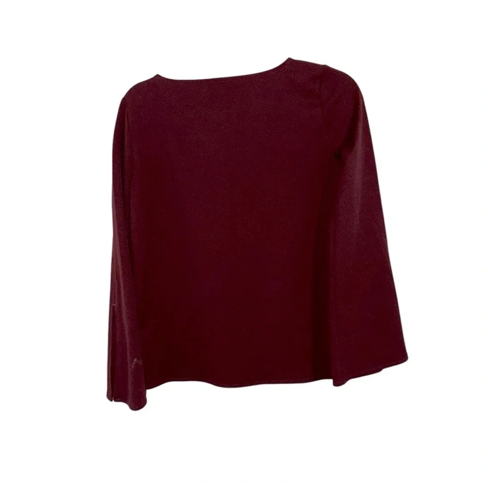 Ann Taylor Split Sleeve Hem Burgundy Top | Maroon Red | Work Office | Size XS